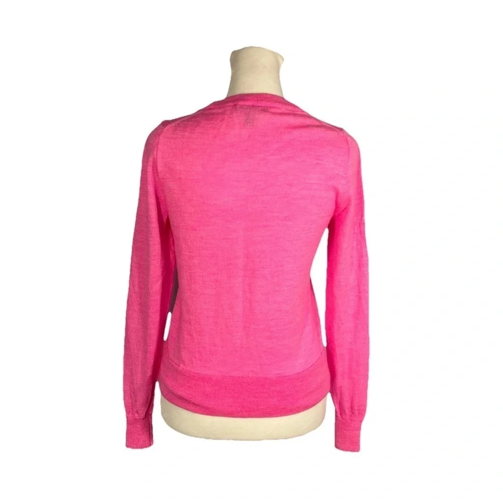 J. Crew Women's Hot Pink Merino Wool Crewneck Thin Knit Long Sleeve Size XS